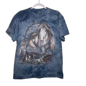 The Mountain Horses Men's XL Blue Tie Dye 100% Cotton T-Shirt Made in the USA